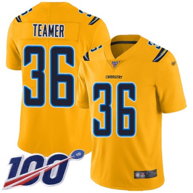 Los Angeles Chargers NFL Football Roderic Teamer Gold Jersey Men Limited  #36 100th Season Inverted Legend->youth nfl jersey->Youth Jersey